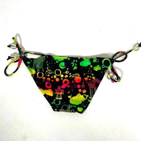 Lost Bikini Bottoms Size Extra Small Neon Green Yellow Red Tie Sides - Picture 2 of 4